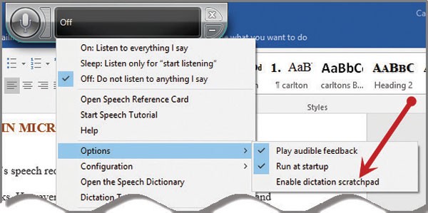 turn on speech speech recognition on microsoft word for the mac